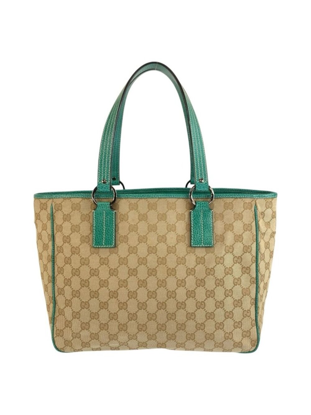 Gucci Green Beige GG Canvas Tote Shoulder Bag